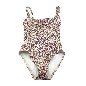 Calvin Klein Womens Leopard Print Swimsuit Molded Cups Brown Yellow Size 4